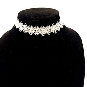 Bridal Delicate Eyelet Lace Choker Necklace White Wedding Romantic Barbieco Boho